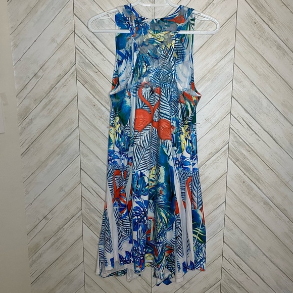 NWOT India boutique flamingo print stretch dress - Picture 2 of 7